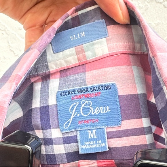 J. Crew Pink and Purple Plaid Men's Shirt - Picture 3 of 6